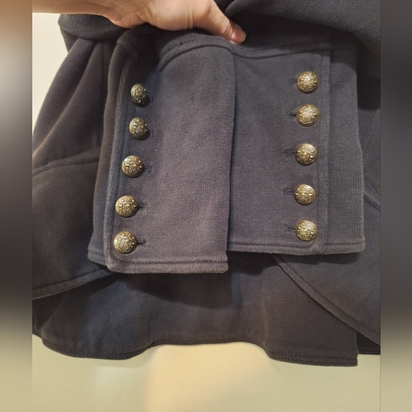 Free people sm black Flared and Femme Jacket blazer military style crop ruffle - Picture 11 of 11